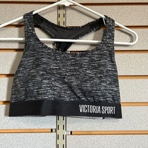 Small Victoria Sport Black & White Sports Bra Criss Cross‎ Back Activewear